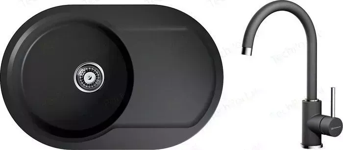 Мойка кухонная и смеситель OMOIKIRI и смеситель Manmaru 78 BL черная (4993362, 4994106)