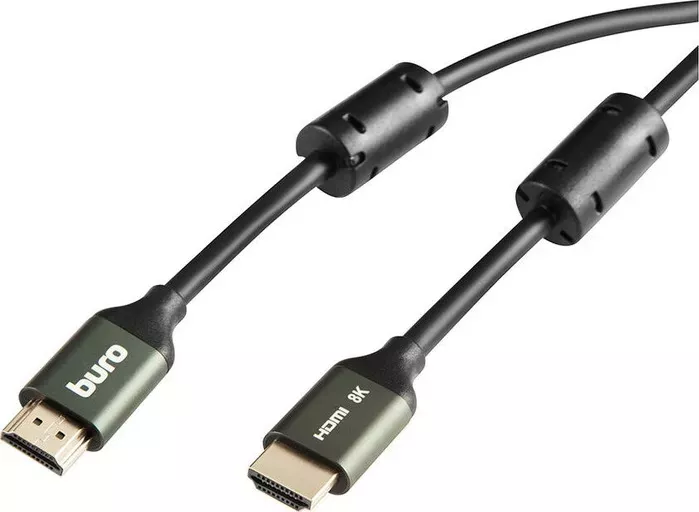 Фото №5 Кабель HDMI BURO (m)/ (m) 5м. феррит.кольца Позолоченные контакты черный (BHP-HDMI-2.1-5G)