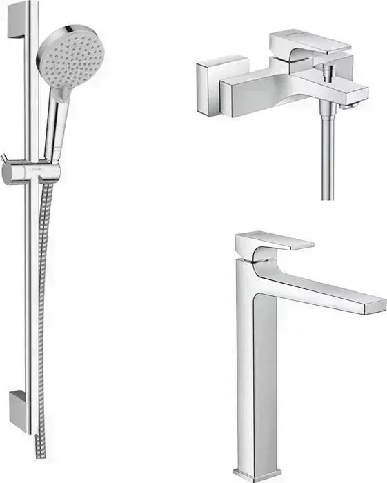 Комплект смесителей Hansgrohe Metropol с душевым гарнитуром, хром (32540000, 32512000, 26275000)