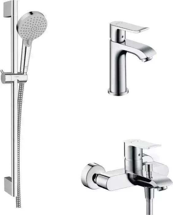 Комплект смесителей Hansgrohe Metris с душевым гарнитуром, хром (31480000, 31088000, 26275000)
