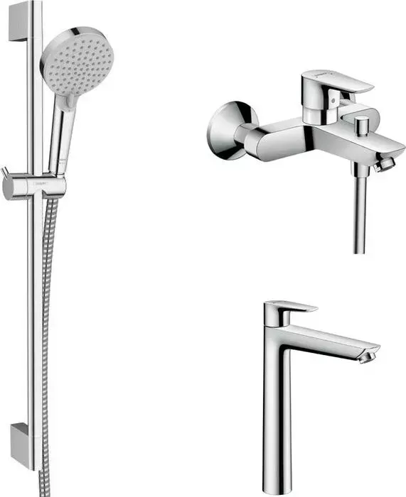 Комплект смесителей Hansgrohe Talis E с душевым гарнитуром, хром (71740000, 71717000, 26275000)