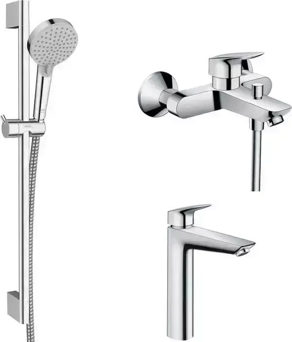 Комплект смесителей Hansgrohe Logis с душевым гарнитуром (71400000, 71091000, 26275000)