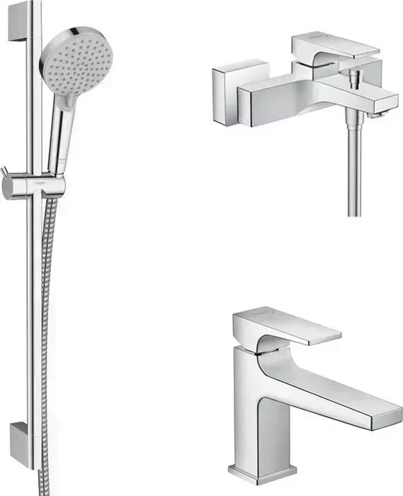 Комплект смесителей Hansgrohe Metropol с душевым гарнитуром, хром (32540000, 32502000, 26275000)