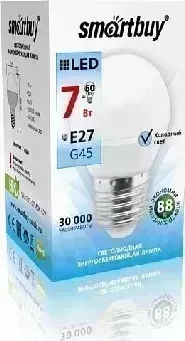 Фото №1 Лампа светодиодная SMARTBUY (SBL-G45-07-40K-E27) G45-07W/4000/E27 (10) Светодиодная лампа