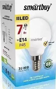 Фото №1 Лампа светодиодная SMARTBUY (SBL-P45-07-30K-E14) P45-07W/3000/E14 (10) Светодиодная лампа
