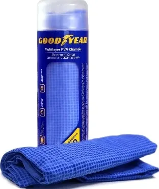 Фото №2 Салфетка GOODYEAR GY000002 Cинтетическая замша 43х64 см с тиснением в для автомобиля с в тубе