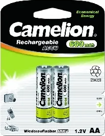 Фото №1 Батарейки CAMELION (1657) AA- 600MAH NI-CD BL-2 (NC-AA600BP2, аккумулятор,1.2В)