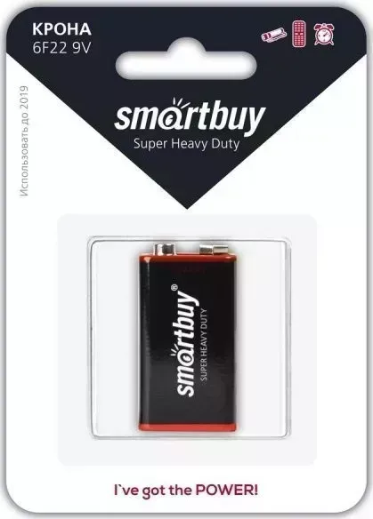 Фото №2 Батарейки SMARTBUY (SBBZ-9V01B) Батарейка солевая крона 6F22/1B