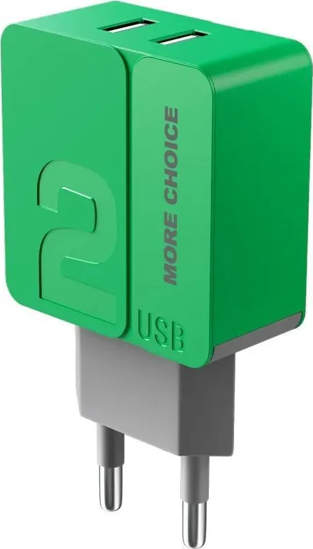 Фото №2 Сетевой адаптер MORE CHOICE (4627151191683) NC46 2USB 2.4A Green