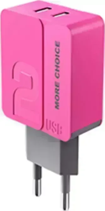 Фото №1 Сетевой адаптер MORE CHOICE (4627151191898) NC46i 2USB 2.4A для Apple 8-pin - 1м Pink