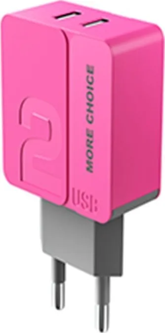 Фото №2 Сетевой адаптер MORE CHOICE (4627151191898) NC46i 2USB 2.4A для Apple 8-pin - 1м Pink
