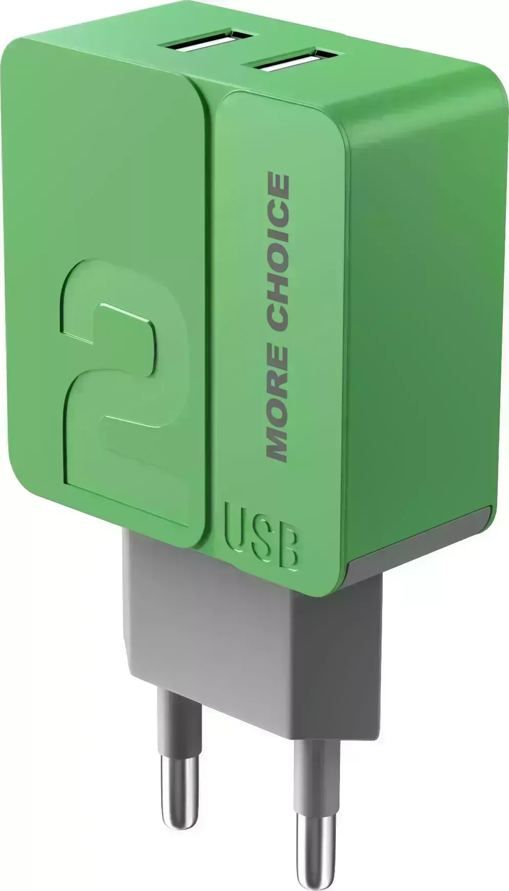 Фото №1 Сетевой адаптер MORE CHOICE (4627151191904) NC46i 2USB 2.4A для Apple 8-pin - 1м Green