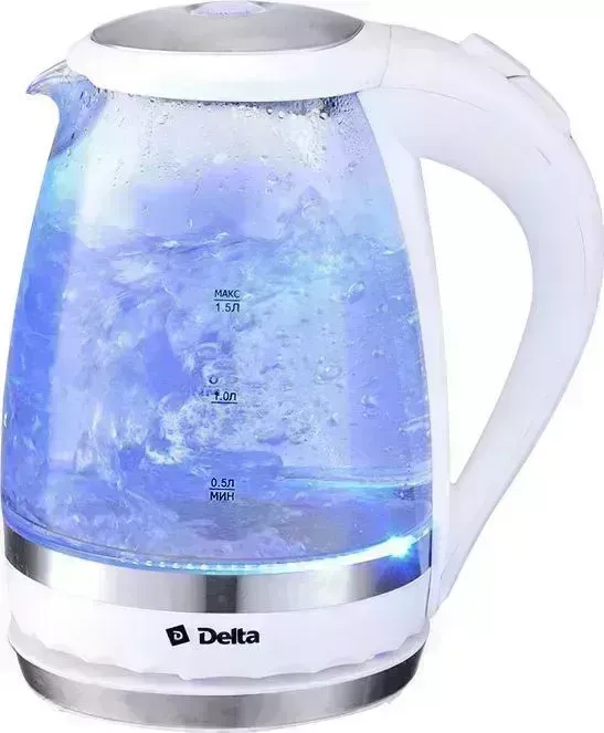 Фото №1 Чайник электрический DELTA DL-1202 стекло белый