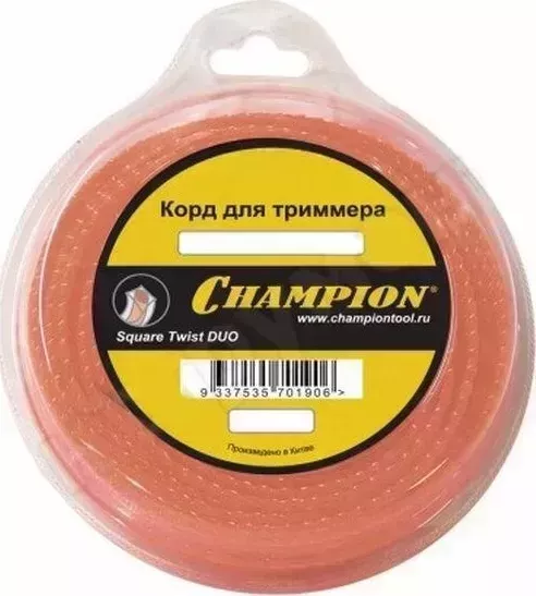 Фото №2 Леска триммерная CHAMPION C5055 - корд трим. Square Twist DUO 2.0мм *15м (витой квадрат) для триммера -