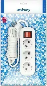 Фото №1 Удлинитель SMARTBUY (SBE-16-3-02-ZS) 3 гнз х 2,0 м (16А/3.5кВт, ПВС 3х1.0) с заземлением 3 х м