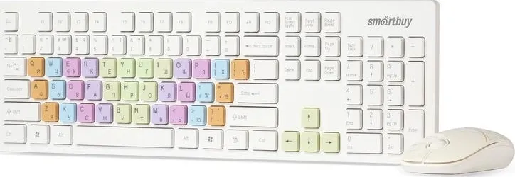 Фото №2 Клавиатура SMARTBUY (SBC-218346AG-W) цветные клавиши +мышь
