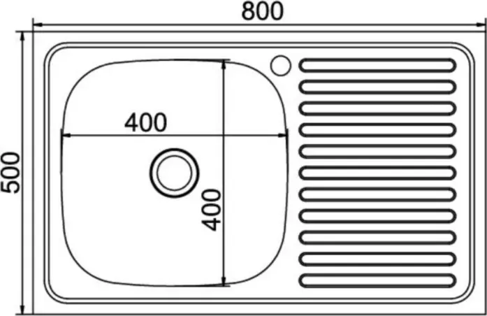 Фото №3 Мойка кухонная Mixline 50х80 0,4 левая, выпуск 1 1/2 (4630030631699)