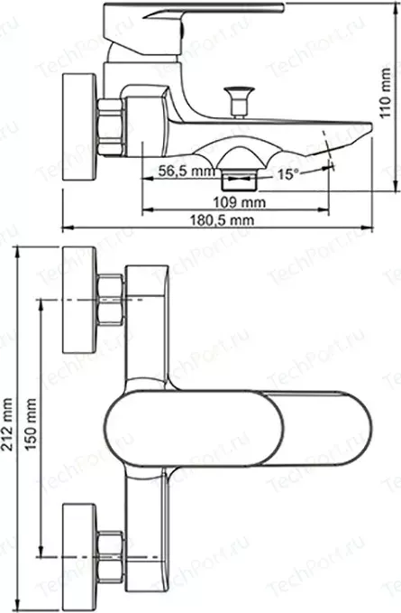 Фото №1 Смеситель для ванны Wasserkraft Elbe 7400 (7401)