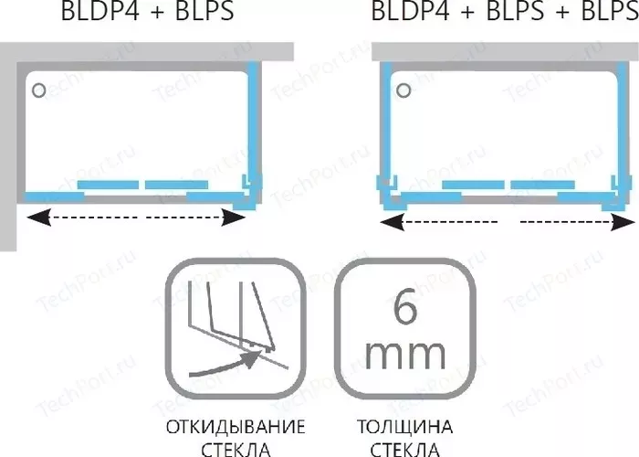 Фото №4 Душевой уголок RAVAK Blix BLDP4+BLPS 200x80 см, стекло прозрачное, сатин
