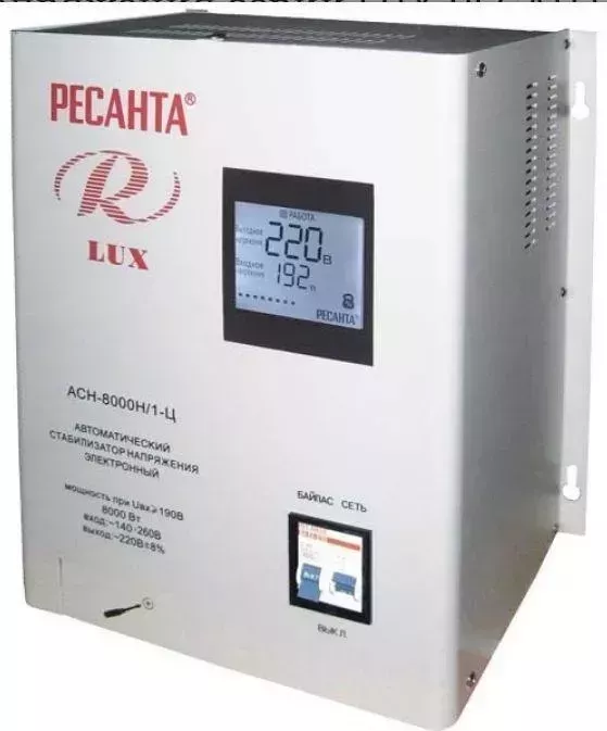 Фото №1 Стабилизатор напряжения РЕСАНТА АСН-8 000 Н/1-Ц Lux