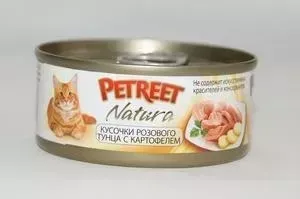 Фото №2 Консервы Petreet Natura кусочки розового тунца с картофелем для кошек 70г