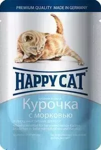 Паучи Happy Cat Курочка с морковью кусочки в соусе для котят 100г (1002312)
