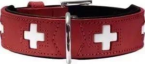 Фото №1 Ошейник Hunter Collar Swiss 32 (24-28см) кожа красный/черный для собак