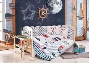 Фото №2 Комплект детского постельного белья Hobby home collection поплин BABY SAILOR, синий, 100% Хлопок