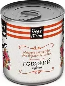 Фото №2 Консервы Dog&amp;#039;s Menu Dog&s Menu Говяжий пудинг для взрослых собак 750г