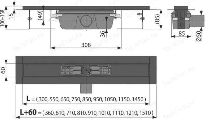 Фото №3 Душевой трап AlcaPlast черный (APZ1BLACK-550)