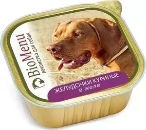 Консервы BioMenu Лакомство для собак Желудочки куриные в желе 150г