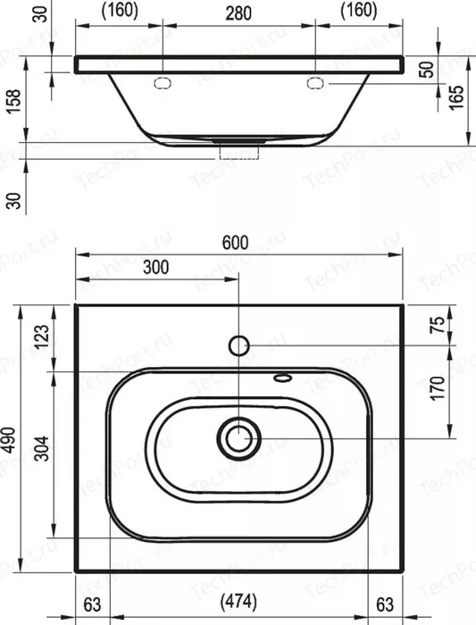 Фото №1 Раковина RAVAK Chrome 600 (XJG01160000)