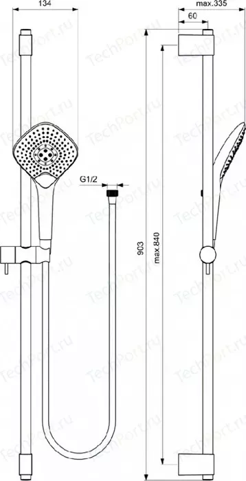 Фото №3 Душевой гарнитур Ideal Standard Idealrain Evo Jet Diamond Xl3 (B1764AA)