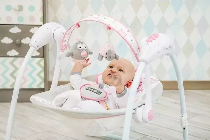 Фото №6 Электронные качели AmaroBaby Swinging Baby GRAY-PINK (серо-розовый)