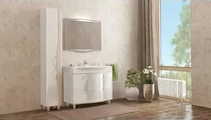 Фото №3 Тумба с раковиной Velvex с Line 100 белый\светлый лен (tnLIN.100-21.11.26, rkLIN.100-81)
