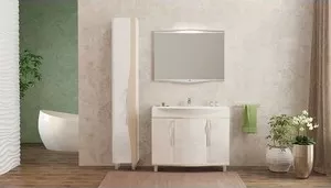 Фото №4 Тумба с раковиной Velvex с Line 100 белый\светлый лен (tnLIN.100-21.11.26, rkLIN.100-81)