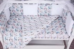 Фото №2 Бортик в кроватку AmaroBaby в WB 12 предметов (12 подушек-бортиков) ЛАМЫ (розовый)