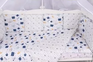 Фото №2 Бортик в кроватку AmaroBaby в WB 12 предметов (12 подушек-бортиков) КОСМОС (белый)