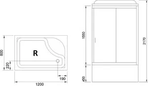 Фото №4 Душевая кабина Royal Bath ВР 120x80x217 прозрачная , правая (RB8120BP3-BT-CH-R)