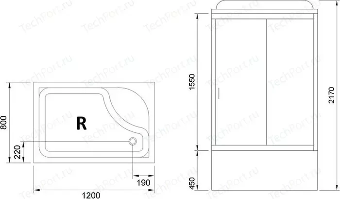 Фото №7 Душевая кабина Royal Bath ВР 120x80x217 прозрачная , правая (RB8120BP3-BT-CH-R)