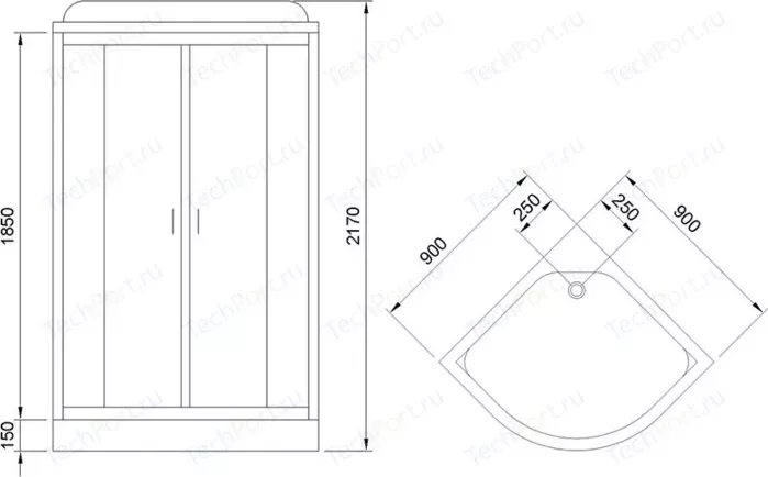 Фото №2 Душевая кабина Royal Bath HK 90x90x217 прозрачная (RB90HK1-T-CH)