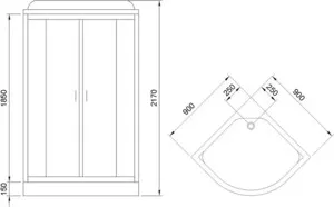Фото №1 Душевая кабина Royal Bath HK 90x90x217 прозрачная (RB90HK1-T-CH)