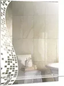 Фото №1 Зеркало Mixline Пиксели 53,5х75 с полкой и пескоструйным рисунком (4620001986446)