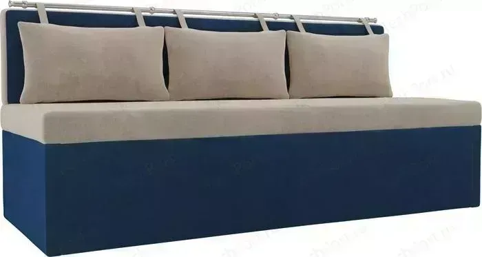Фото №5 Кухонный прямой диван АртМебель Метро велюр бежевый/синий