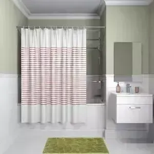 Фото №1 Штора для ванной IDDIS Basic 240x200, бело-красная (B43P224i11)