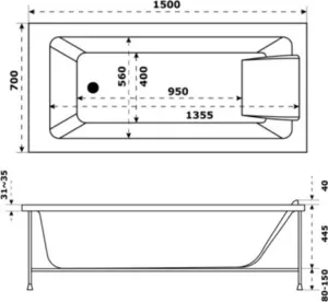 Фото №3 Акриловая ванна JACOB DELAFON Sofa 150x70 прямоугольная (E6D300RU-00)