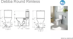 Фото №3 Унитаз компакт ROCA Debba Round Rimless с бачком, белый (34299P00Y, 34199100Y)