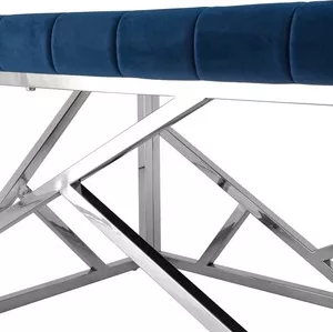 Фото №2 Банкетка Stool Group -скамейка Арт деко вельвет синий/сталь серебро Bench-016