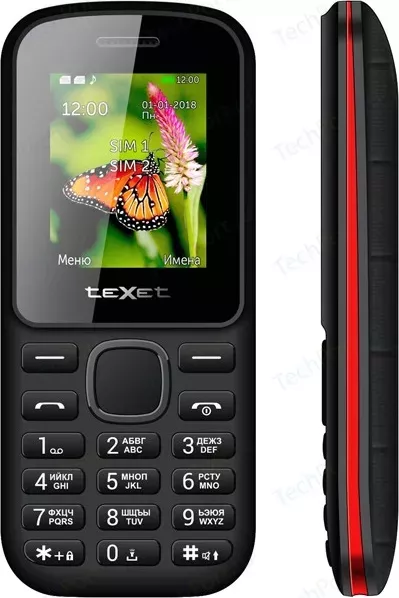Фото №9 Мобильный телефон TeXet TM-130 черный-красный