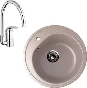 Фото №1 Мойка кухонная и смеситель EcoStone и смеситель ES-011 Grohe Euroeco песочная (ES-11-302, 32752000)
